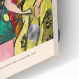 Mid-century modernist large abstract wall art in vibrant colors on acrylic glass, ideal for dining room decor.