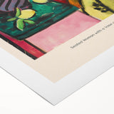 Art deco poster featuring geometric patterns in bold red and black, printed on rolled canvas, suitable for dining room decor.