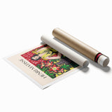 Extra large rolled print featuring a floral art design in vibrant colors, ideal for classy bathroom wall art.