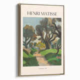 Framed canvas featuring a landscape art painting by Henri Matisse with colorful abstract designs.