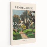 Abstract Henri Matisse inspired artwork in vibrant primary colors on stretched canvas, suitable for kitchen wall art.