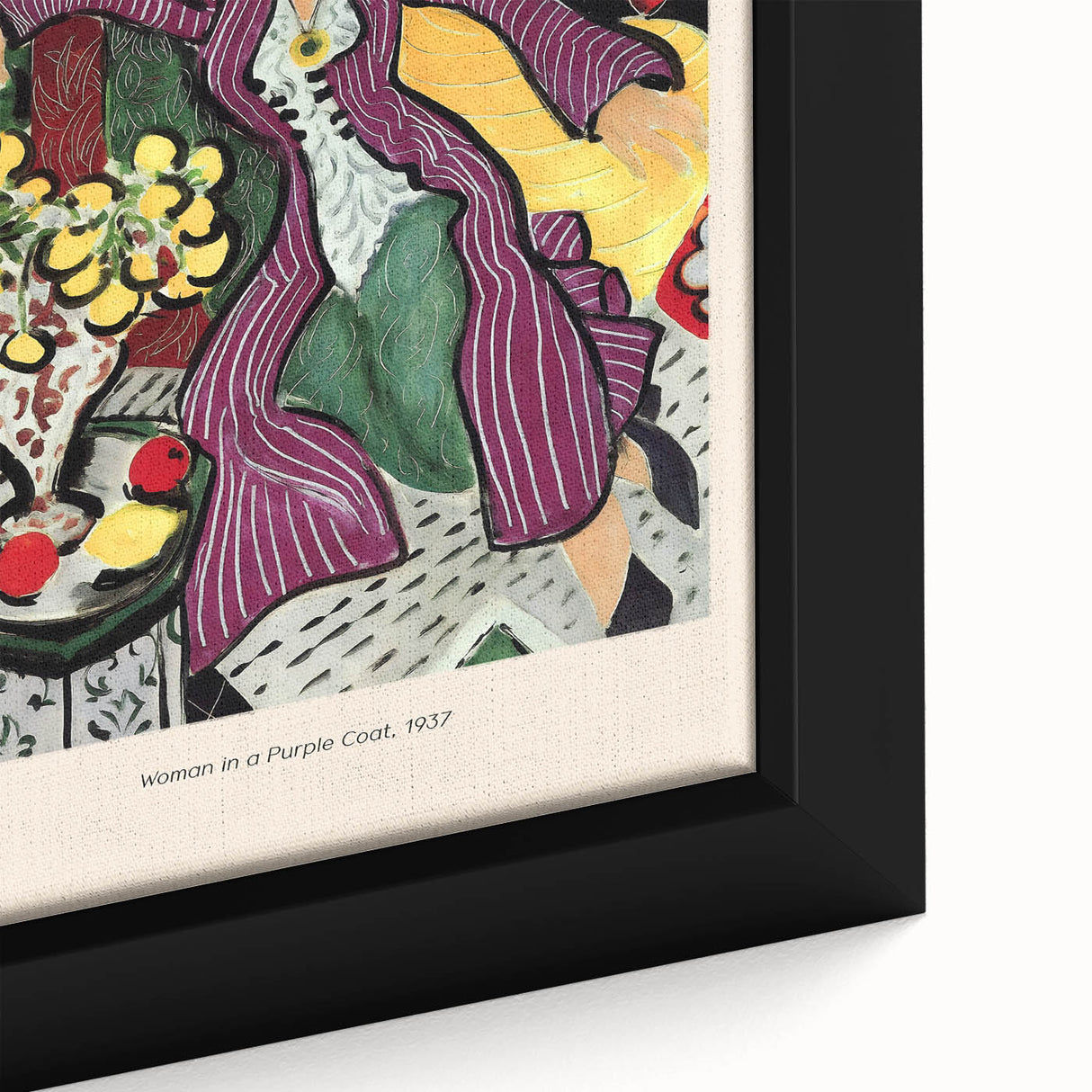 Extra large framed canvas featuring a close-up of colorful, textured art in the style of Henri Matisse.