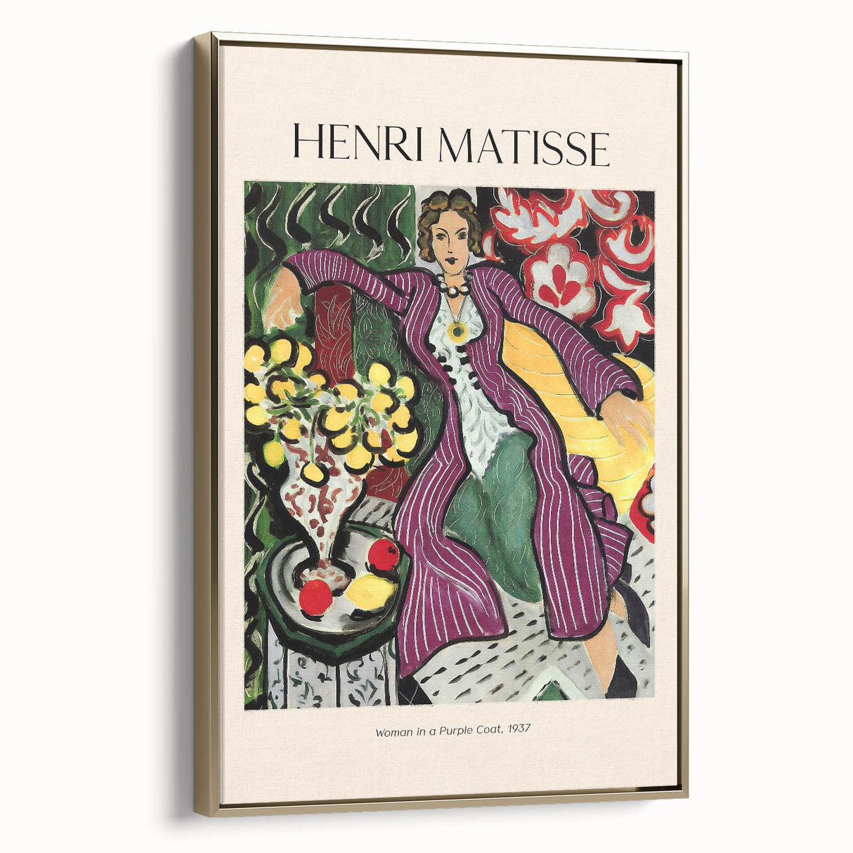 Framed canvas featuring a colorful Henri Matisse landscape painting, perfect for adding a vintage touch to any room.