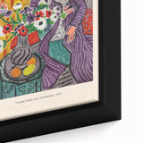 Extra large framed canvas featuring a textured, colorful abstract design on a black background, ideal for living room decor.