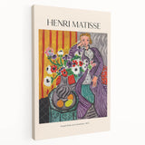 Abstract Henri Matisse-inspired design on large stretched canvas with bold primary colors, suitable for kitchen wall art.