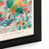 Extra large framed canvas featuring textured, colorful art with black backgrounds, ideal for living room decor.