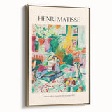 Framed canvas featuring a colorful vintage Henri Matisse landscape art painting, ideal for living room decor.