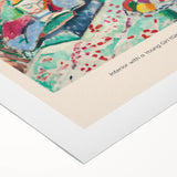 Art deco poster featuring abstract geometric shapes in muted tones on rolled canvas, suitable for dining room decor.