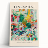 Large black and white abstract Henri Matisse design on stretched canvas, ideal for kitchen wall art or bedroom ambiance.