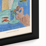 Extra large framed canvas featuring textured, colorful art in a modernist style, predominantly black.