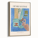 Framed canvas featuring a vivid landscape art painting in the style of Henri Matisse with colorful and black elements.