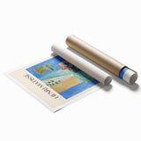 Extra large rolled print of a Henri Matisse-inspired floral design in vibrant colors, ideal for classy bathroom wall art.