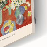 Mid-century modernist art featuring abstract shapes in vibrant colors on acrylic glass, ideal for dining room art.