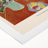 Art deco poster featuring a Henri Matisse design in bold primary colors on rolled canvas, ideal for dining room wall art.