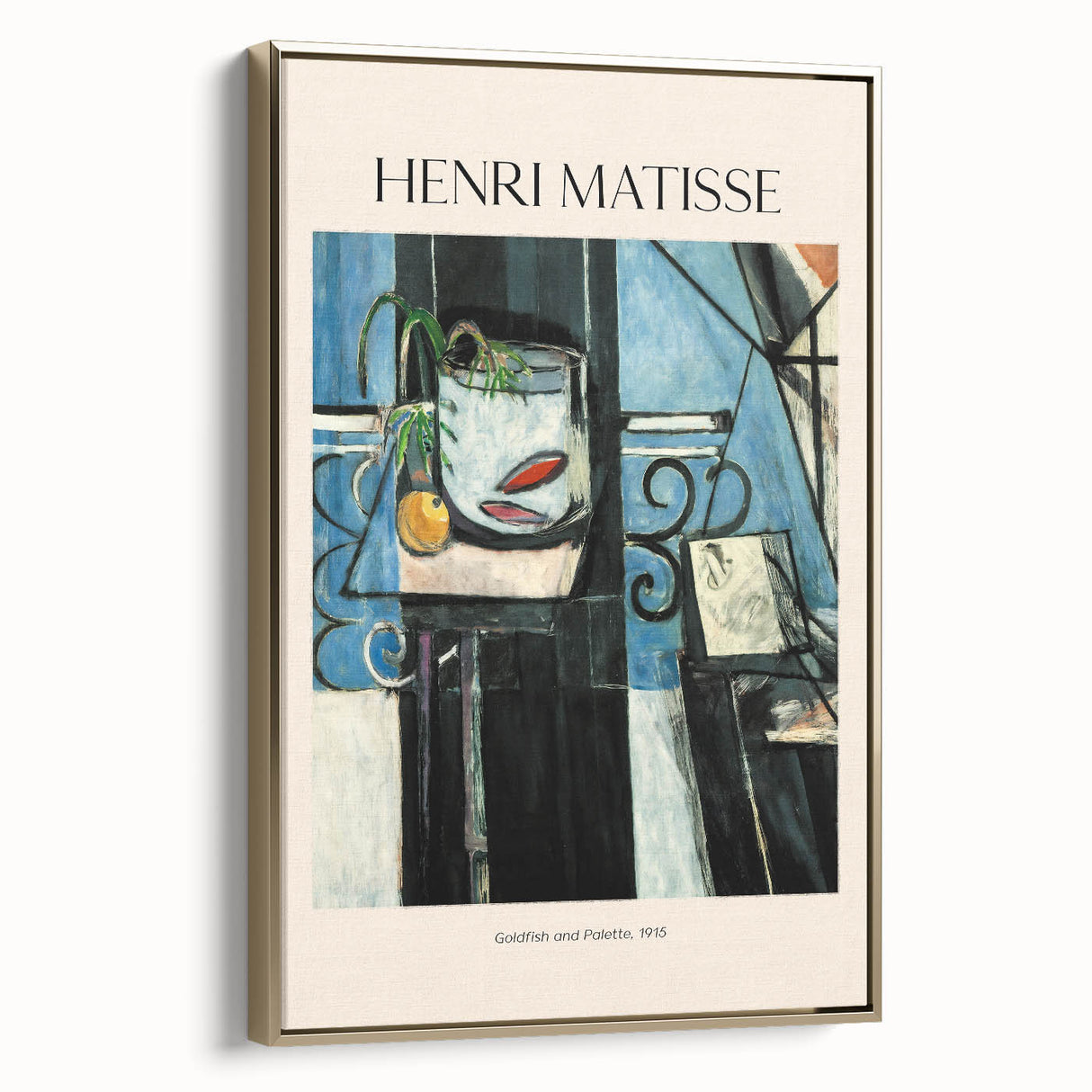 Framed canvas of a Henri Matisse-inspired landscape painting in colorful art style.