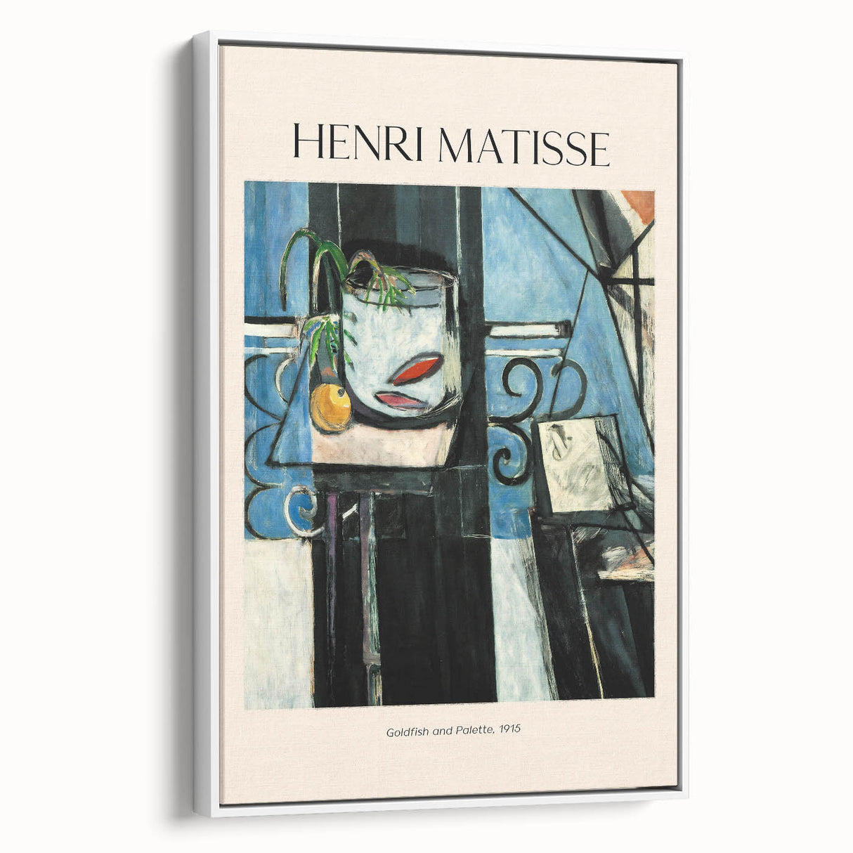 Framed canvas of a vintage Henri Matisse landscape painting in muted black and white tones, ideal for bedroom wall art.
