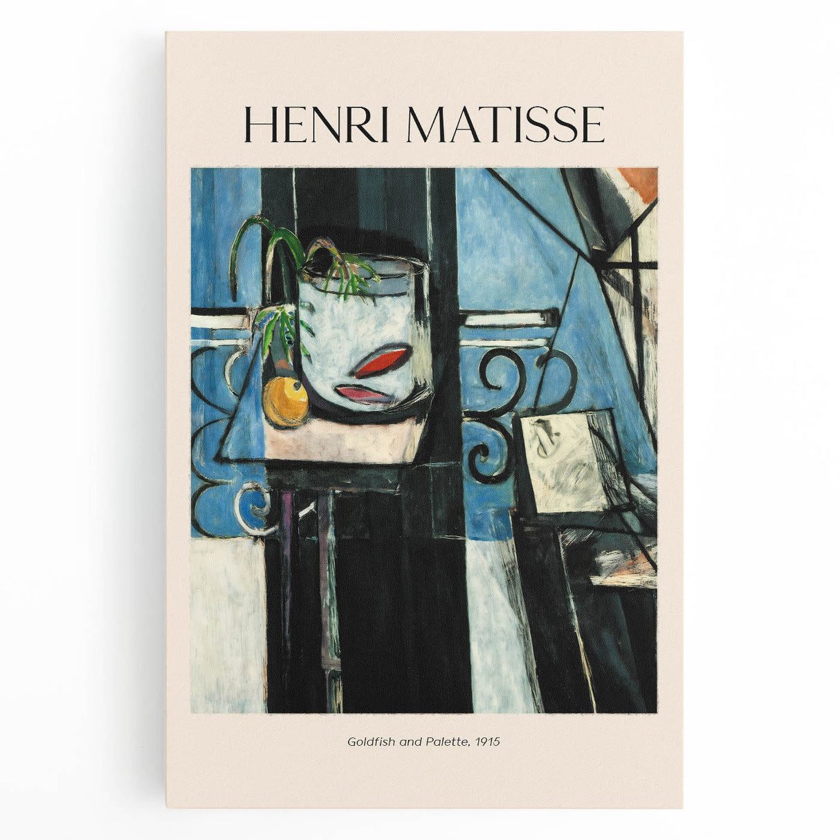 Black and white abstract print by Henri Matisse on stretched canvas, ideal for kitchen wall art.