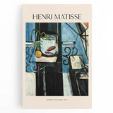 Black and white abstract print by Henri Matisse on stretched canvas, ideal for kitchen wall art.