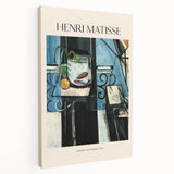 Abstract Henri Matisse-inspired artwork on stretched canvas featuring bold primary colors, ideal for kitchen wall art.