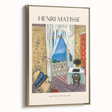 Landscape art painting featuring a colorful vintage poster design on a framed canvas, ideal for modern living room decor.