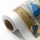 Art Deco poster featuring a Henri Matisse design with bold blue and red colors on rolled canvas, ideal for nursery wall art.