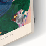 Large abstract wall art in mid-century modernist style, featuring bold geometric shapes and primary colors on acrylic glass.