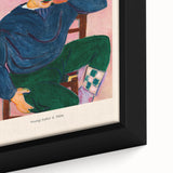 Extra large framed canvas featuring a close-up of a textured, colorful abstract design in black, ideal for living room decor.