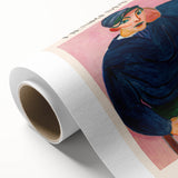 Art deco poster featuring abstract shapes in muted tones on rolled canvas, ideal for nursery wall art or dining room.