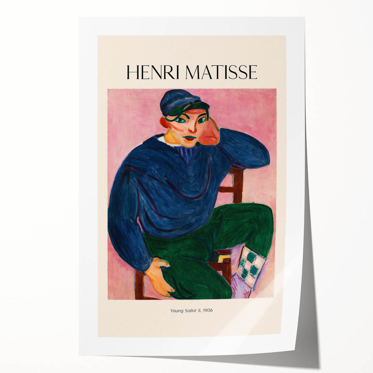 Extra large rolled print of Henri Matisse-inspired floral design in vibrant colors, ideal for art wall dining room.