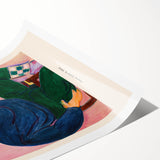 Extra large wall art featuring minimal line art flowers in black on white, rolled canvas print.