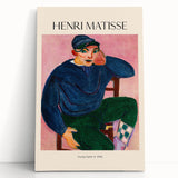 Black and white abstract Henri Matisse design on stretched canvas, ideal for kitchen wall art or bedroom ambiance.