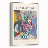 Framed canvas featuring a vintage poster-style landscape painting with muted earth tones, ideal for bedroom wall art.