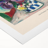 Art deco poster featuring an abstract design in bold red and black on rolled canvas, suitable for dining room decor.