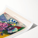 Extra large wall art featuring line art flowers in muted colors on rolled print, suitable for large living room decor.