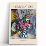 Large black and white abstract print on stretched canvas, featuring fluid geometric shapes.