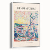 Framed canvas featuring a vintage-style landscape painting in muted earth tones, ideal for bedroom wall art.