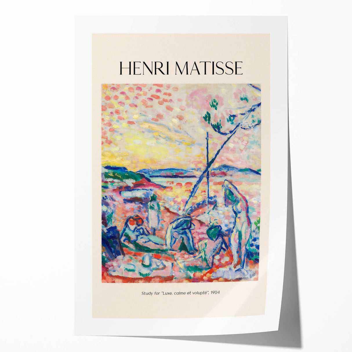 Extra large rolled print featuring a Henri Matisse-inspired floral design in vibrant colors, ideal for art wall dining room.