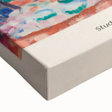 Black and white landscape painting on stretched canvas, featuring abstract forms, ideal for bedroom wall art.