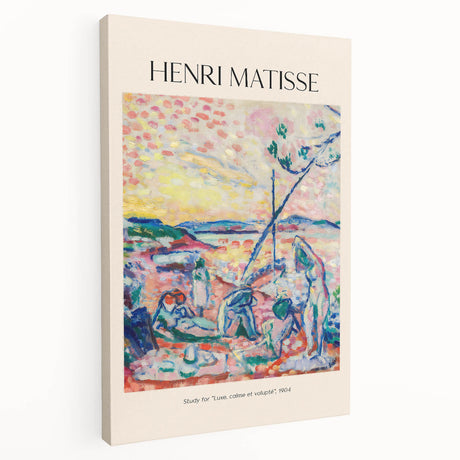 Abstract Henri Matisse inspired artwork in vibrant colors on stretched canvas, ideal for kitchen wall art.