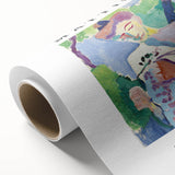 Art deco poster featuring a vibrant Henri Matisse design on rolled canvas, suitable as nursery wall art or in a dining room.