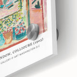 Mid-century modernist abstract design in bold colors on acrylic glass, ideal for dining room art.