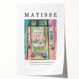 Henri Matisse-inspired floral design on a rolled print, featuring vibrant blue and red tones.