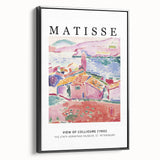 Black and white vintage poster art of a landscape, framed canvas, ideal for bedroom wall decor.