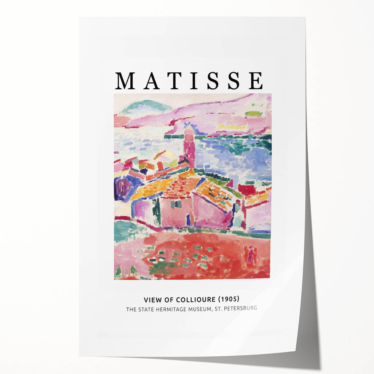 Abstract floral design in bold colors on rolled canvas, suitable for art wall dining room or classy bathroom.