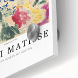 Large abstract wall art in mid-century modernist style featuring bold shapes in vibrant colors on acrylic glass.