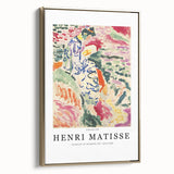 Framed canvas of a Henri Matisse-inspired landscape, featuring vibrant colors on a black background.