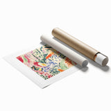 Extra large rolled print of Henri Matisse-inspired floral art in vibrant colors, ideal for classy bathroom wall art.