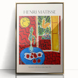 Mid-century modernist art by Henri Matisse, featuring abstract forms in bold colors, framed in gold acrylic.