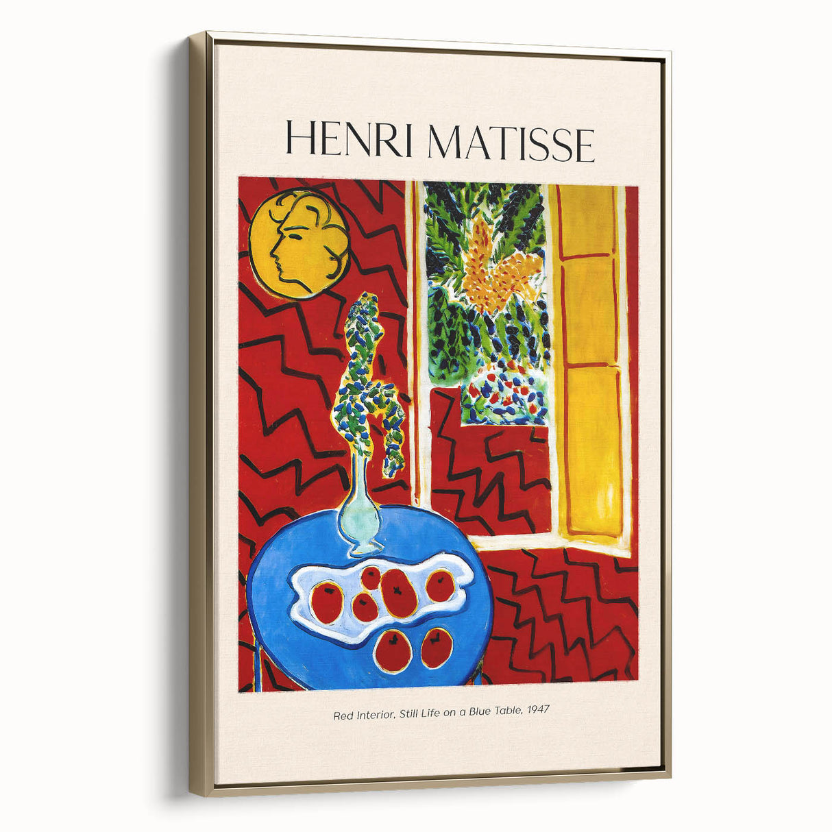Framed canvas of a colorful Henri Matisse-inspired landscape, ideal for adding a vintage touch to a modern living space.