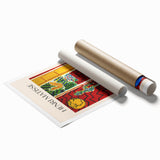 Extra large rolled print of a Henri Matisse-inspired floral design in vibrant colors, ideal for classy bathroom wall art.